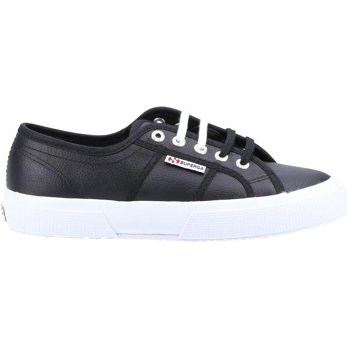 Superga 2750 Tumbled Leather Shoe Black/White