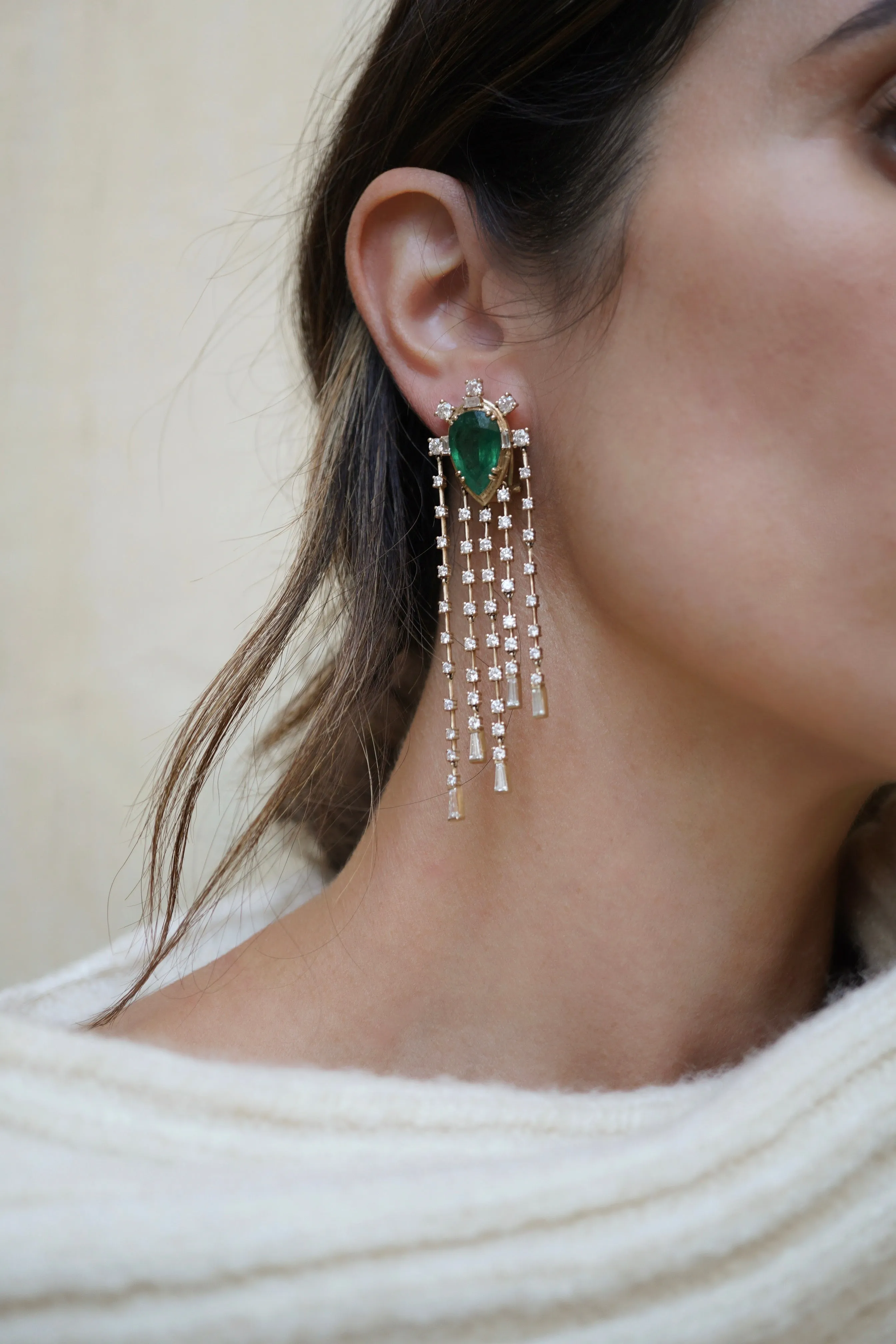 The Bayou Emerald + Diamond Chandelier Earrings