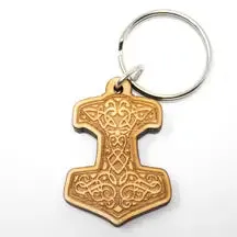 Thor's Hammer Wooden Keychain