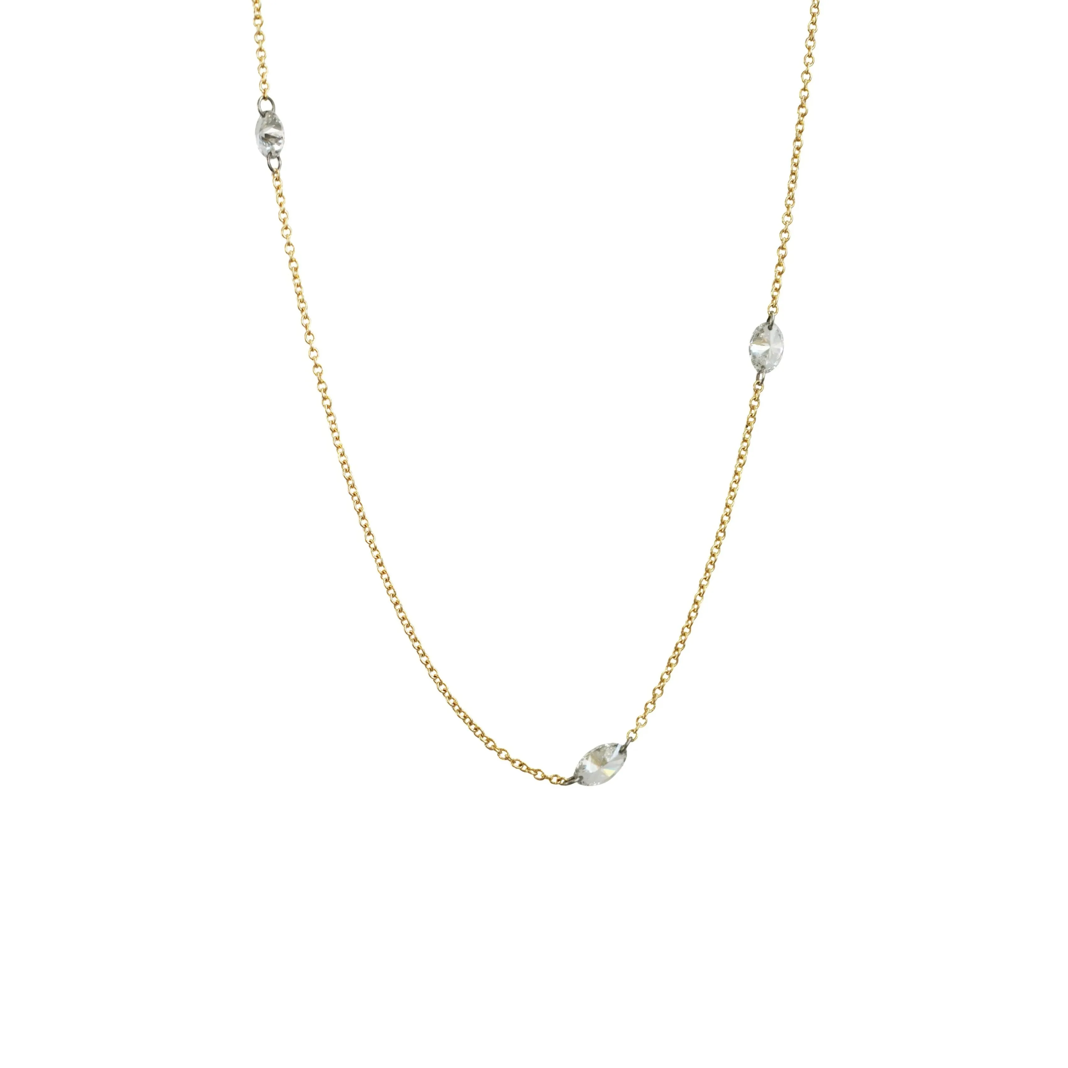 Triple Floating Oval Diamond Necklace