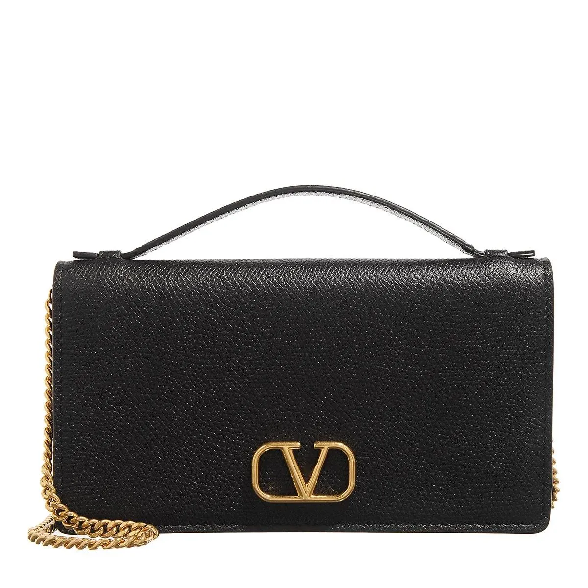 Valentino Garavani  V Logo Signature Wallet W/Strap Nero