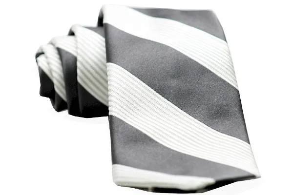 Valentino Men's 100% Silk Grey/White Striped Tie