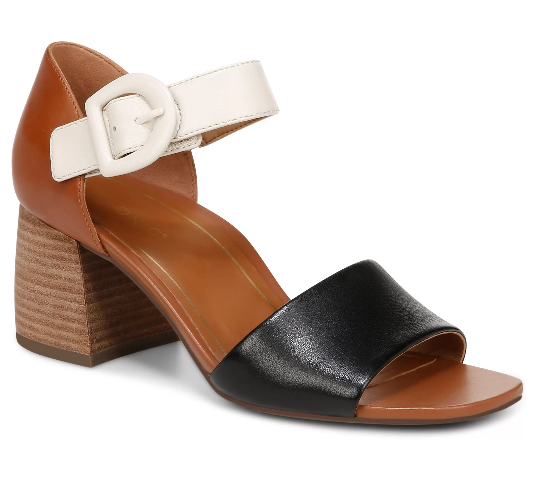 Vionic Leather or Suede Heeled Sandals - Chardonnay