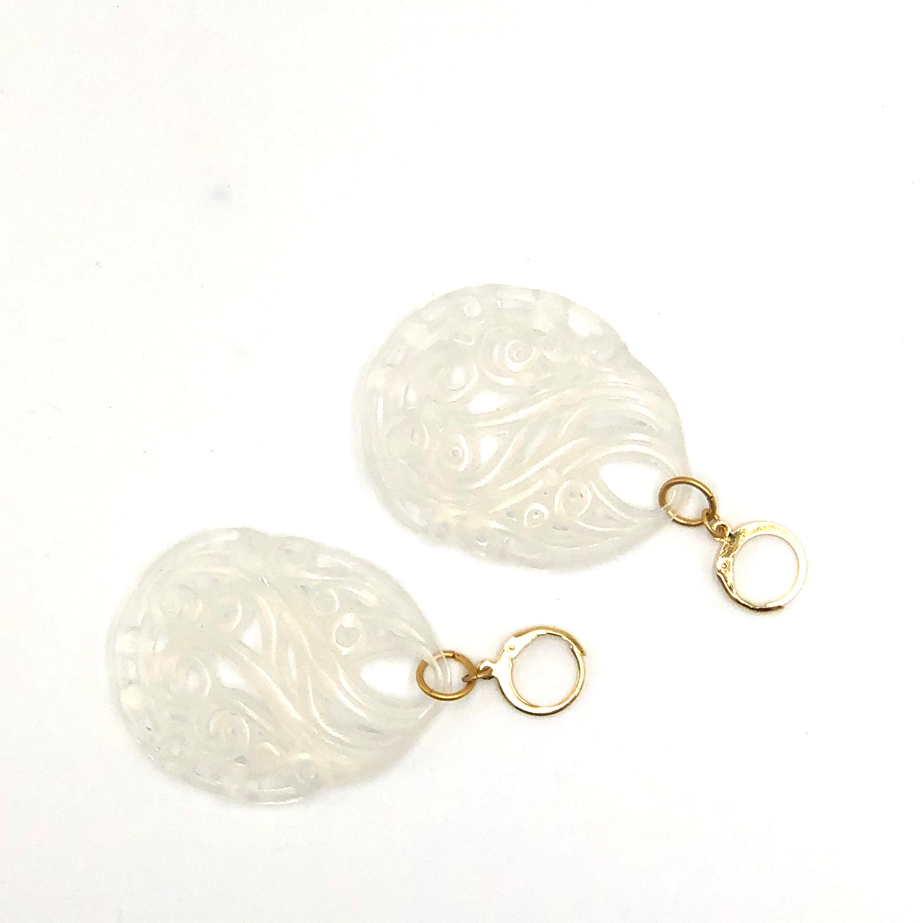 White Opal Paisley Teardrop Earrings