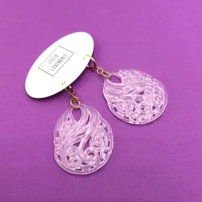 White Opal Paisley Teardrop Earrings