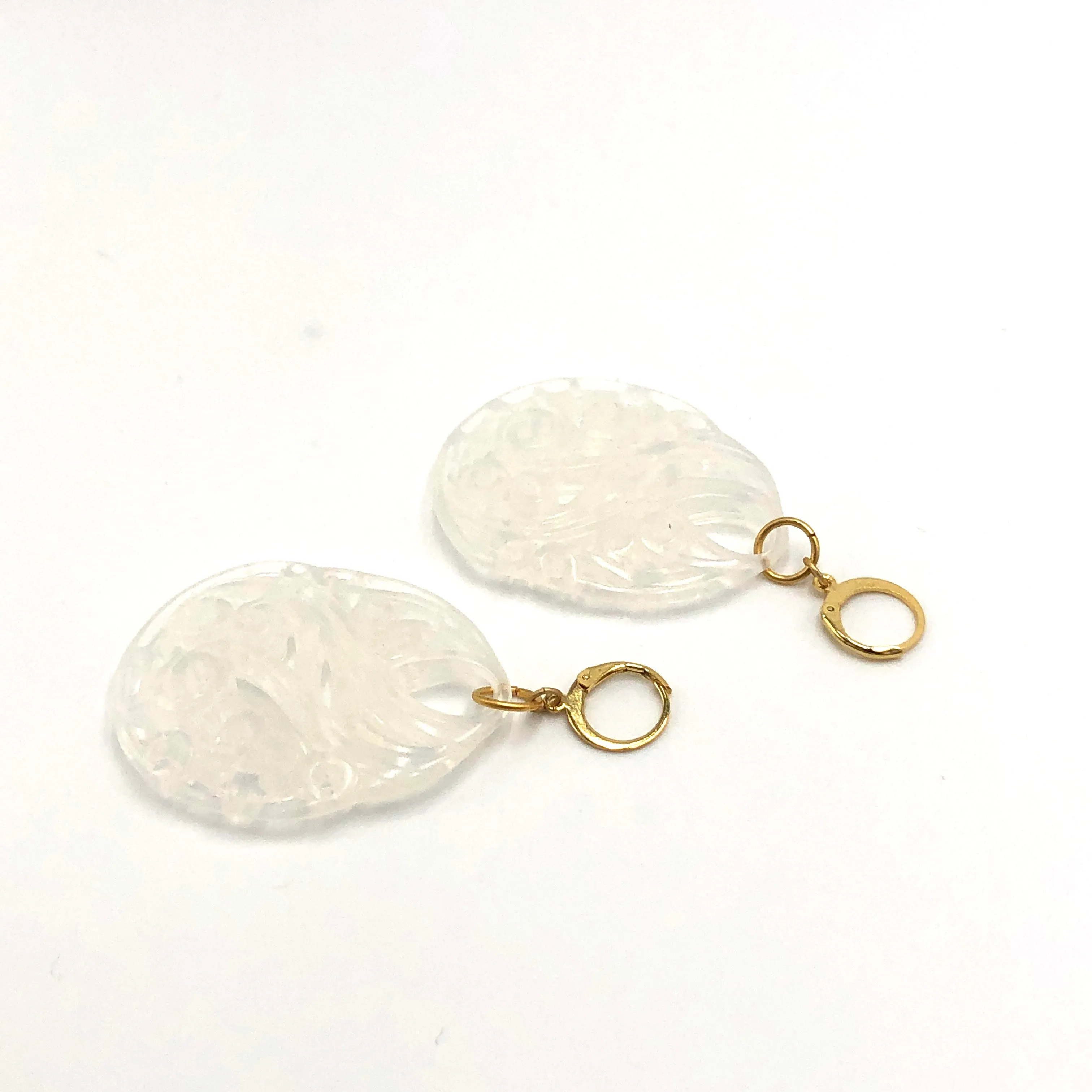 White Opal Paisley Teardrop Earrings