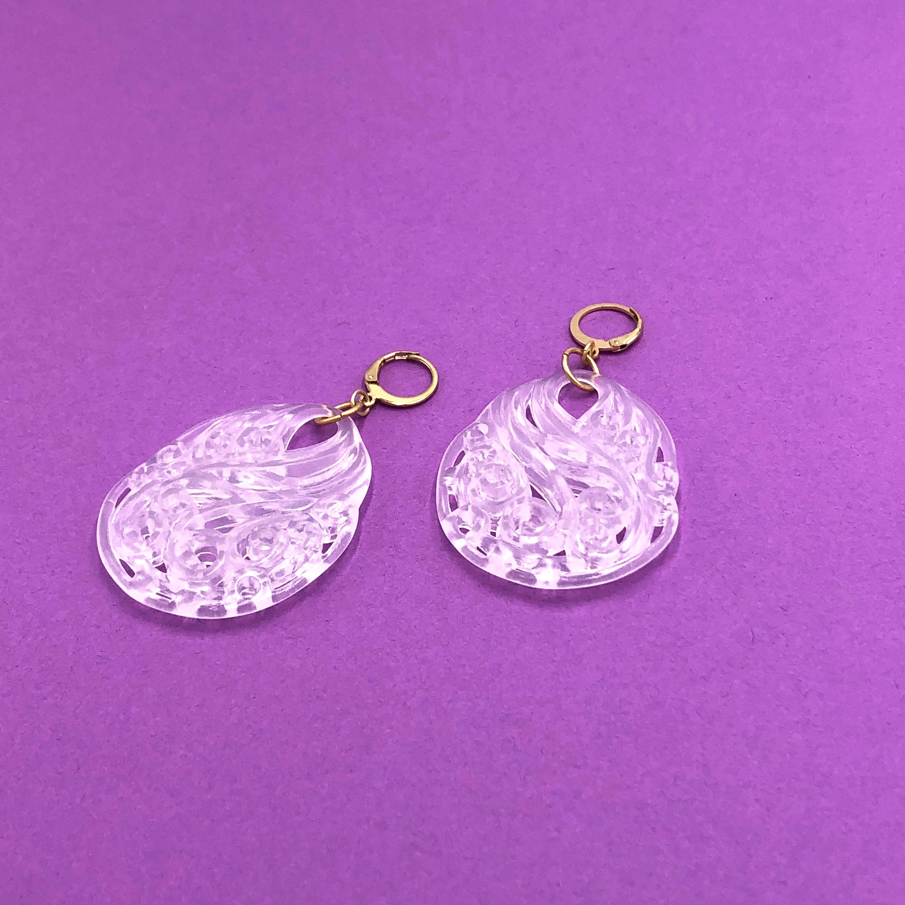 White Opal Paisley Teardrop Earrings